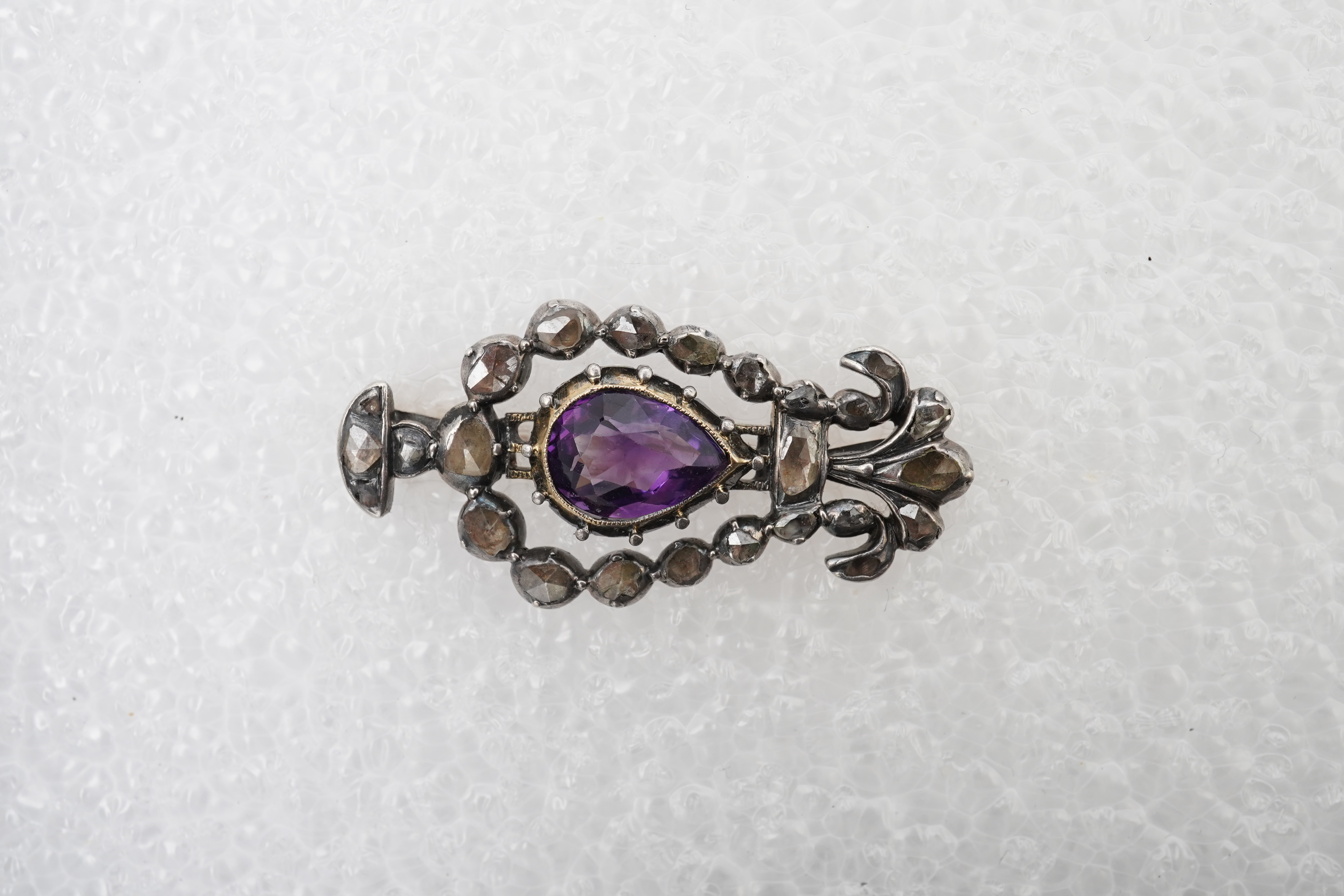 An amethyst and diamond brooch, 19th century and later
